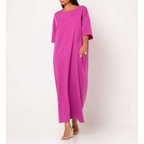 [OS] Φόρεμα maxi κοντομάνικο με ζώνη Βιολετί