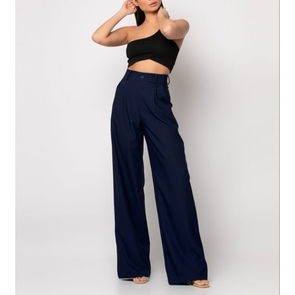 [Μ] Παντελόνι φαρδύ με πιέτες Navy