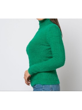[S/M] Μπλούζα πλεκτή χνουδωτή ζιβάγκο Πράσινο