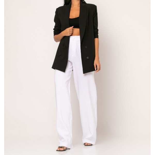 [M] Παντελόνι φαρδύ με πιέτες Εκρού