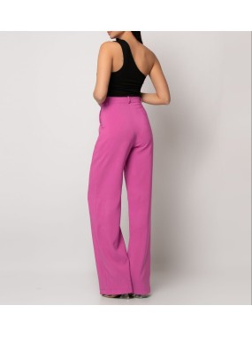 [Μ] Παντελόνι φαρδύ με πιέτες Ροζ