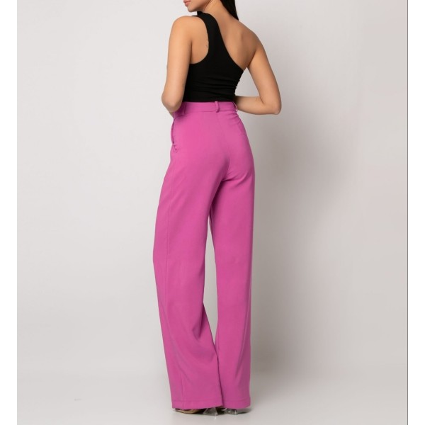 [Μ] Παντελόνι φαρδύ με πιέτες Ροζ