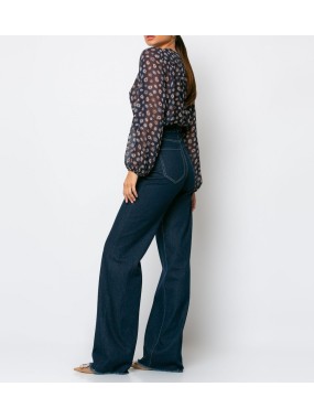 [S] Jean wide leg Μπλε σκούρο