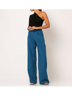 [M] Παντελόνι φαρδύ με πιέτες Blueberry