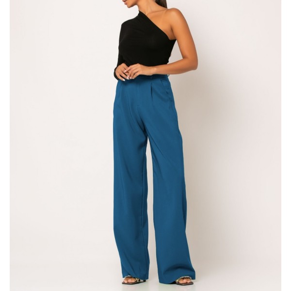 [M] Παντελόνι φαρδύ με πιέτες Blueberry