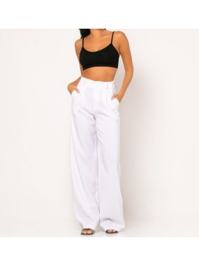 [XL] Παντελόνι φαρδύ με πιέτες Εκρού