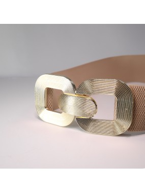 Ελαστική Ζώνη Με Χρυσή Αγκράφα Μπεζ
