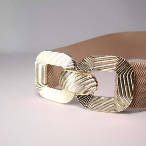 Ελαστική Ζώνη Με Χρυσή Αγκράφα Μπεζ