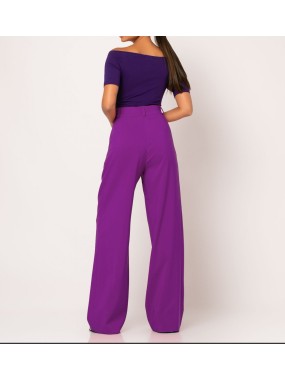 [Μ] Παντελόνι φαρδύ με πιέτες Μωβ