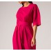 [OS] Φόρεμα maxi κοντομάνικο με ζώνη Φούξια