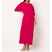 [OS] Φόρεμα maxi κοντομάνικο με ζώνη Φούξια