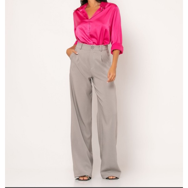 [Μ] Παντελόνι φαρδύ με πιέτες Γκρι