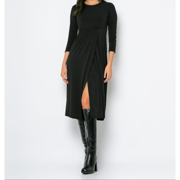 [S/M] Φόρεμα με σούρα στη μέση και άνοιγμα στο πλάι Μαύρο