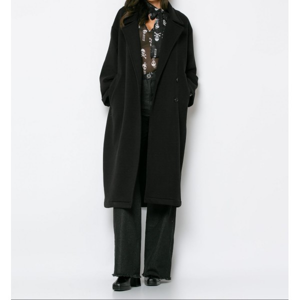 Παλτό φούτερ χνούδι oversized Μαύρο