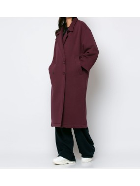 Παλτό φούτερ χνούδι oversized Δαμασκηνί