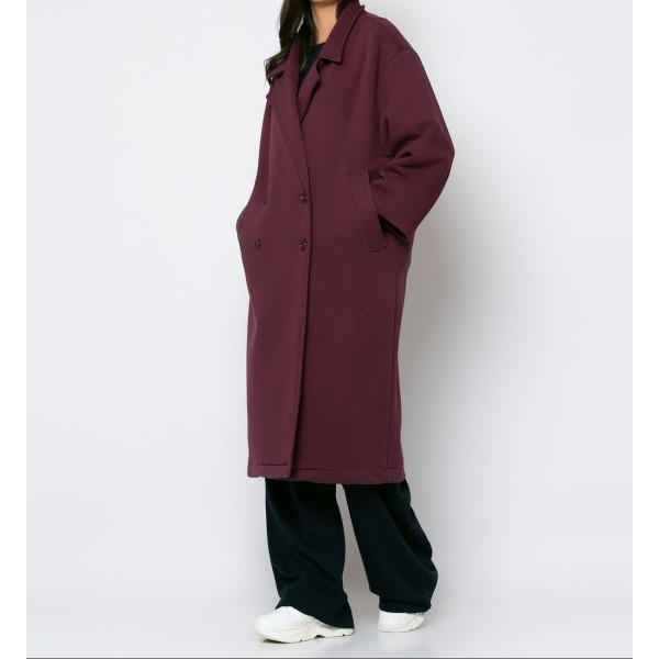 Παλτό φούτερ χνούδι oversized Δαμασκηνί