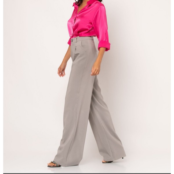 [L] Παντελόνι φαρδύ με πιέτες Γκρι