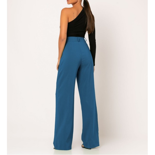 [L] Παντελόνι φαρδύ με πιέτες Blueberry