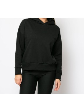 [S/M] Μπλούζα φούτερ χνούδι με κουκούλα Μαύρο