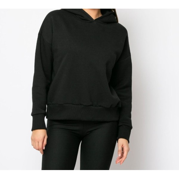 [S/M] Μπλούζα φούτερ χνούδι με κουκούλα Μαύρο